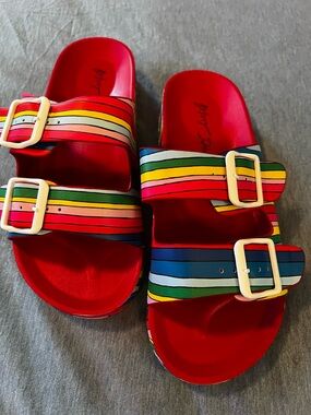 Betsey Johnson “Marley” double-strap slide sandals